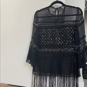 Elite Tahiri embellished top with fringe